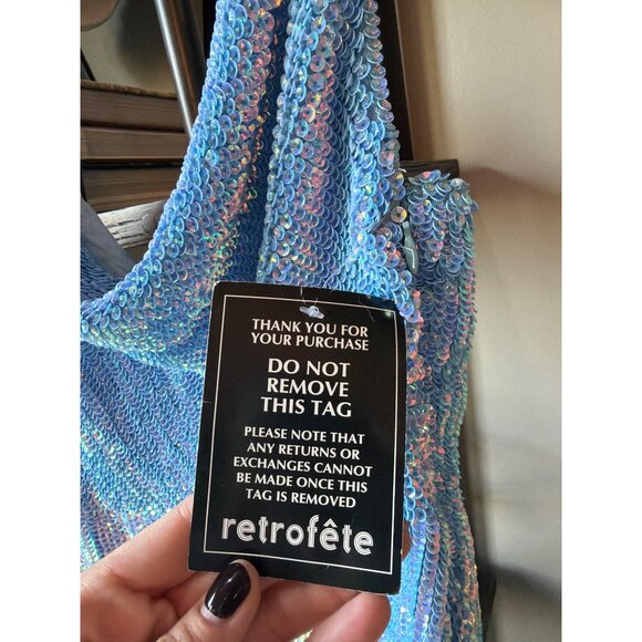retrofete Katya Sequin Maxi Dress Blue Rainbow Womens Size XS - Picture 12 of 12